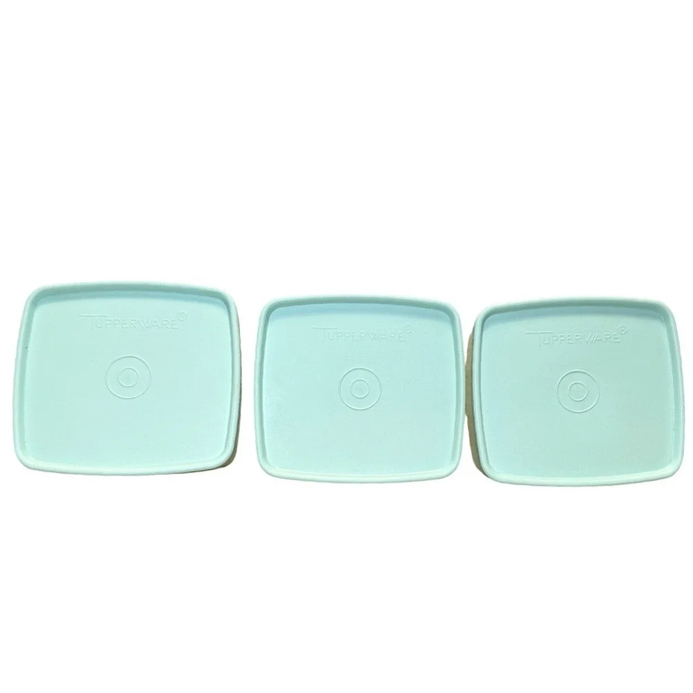 Vtg Tupperware Mint Aqua Blue Seafoam Green‎ Square Sandwich Keeper Set 311 310